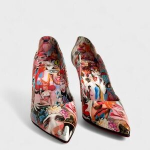 Christian Louboutin Hot Chick 100 Oh Xtian Print Pointed Heels Pumps 38.5